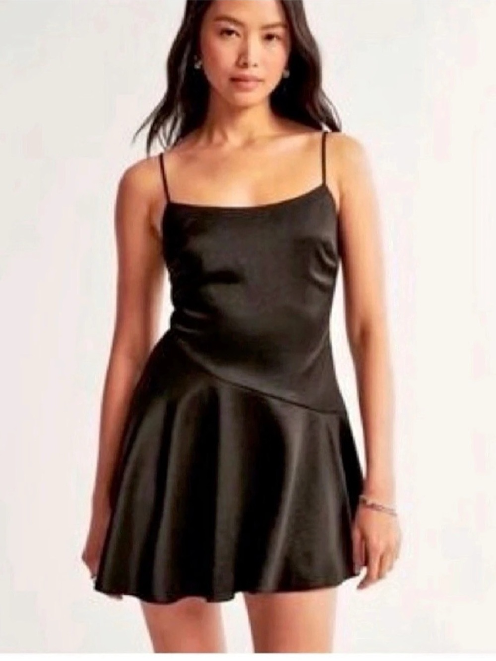 Abercrombie & Fitch Satin Cowl Neck Slip Dress Black Medium